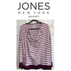 💛 JONES NY Purple / Pink Striped Hooded Sporty Top NWT 3X